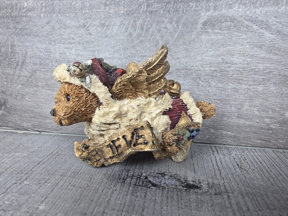 Boyds Bears Believe Angel Edmond Bear Christmas Ornament Tree Bell Wings g78b5